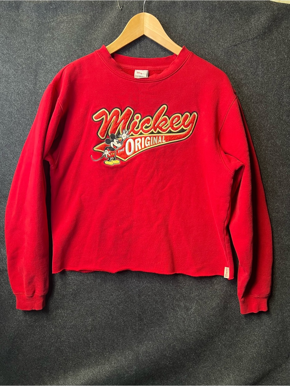 Vintage 90s Disney Mickey Mouse Red Women’s Crewneck Sweater Size S Cropped
